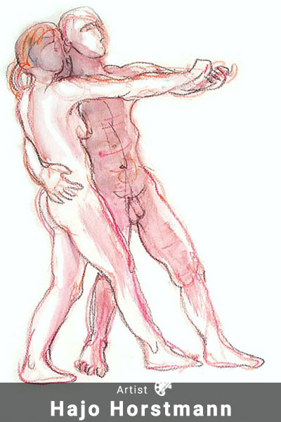 Hajo Horstmann Artist, Couple Nude Drawing, Free Nude Photo, Gallery of Nudes